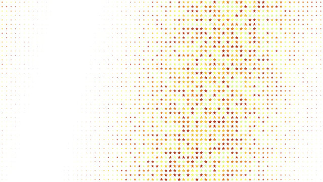 Abstract background, featuring a dense, grid of small, yellow and orange, star shapes on, a black surface, with a gradient, fading into darkness isolated on a transparent background