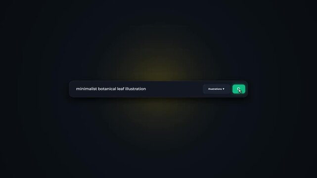 Botanical Search Bar Animation. Dark Mode Search Interface. Dropdown Filter Component. Interactive Web Search Box. Minimalist Illustration UI. Modern Digital Search Template
