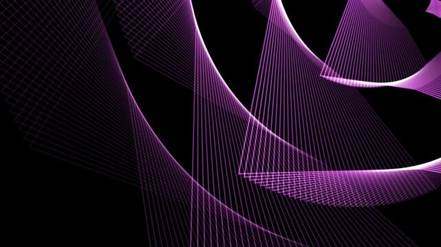 Abstract purple wave lines background loop. Futuristic geometric linear pattern. Glowing modern motion graphics.