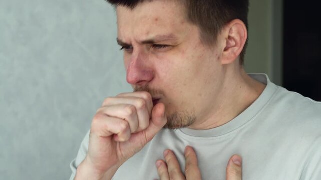 sharp pain and a dry cough due to a cold