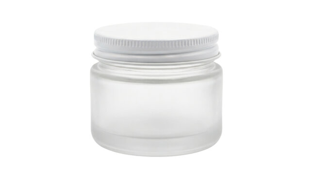 Refillable cosmetic jar with a compact round body, wide opening, secure screw-top lid and smooth reusable construction, designed for storing creams, balms or skincare products. Photorealistic product