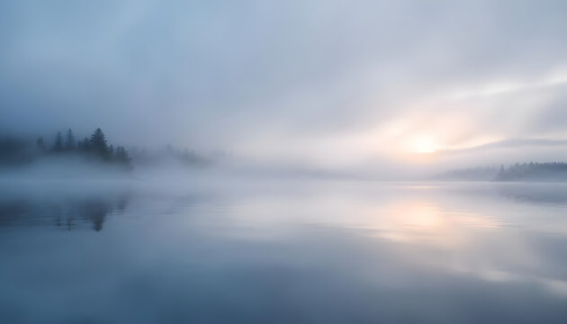 Serene misty abstract landscape background with soft fog