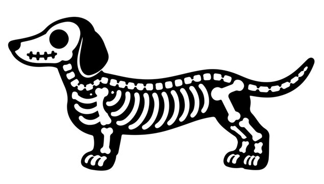 halloween dachshund dog skeleton side profile