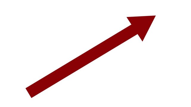 Animation of a simple red arrow extending upward on screen black