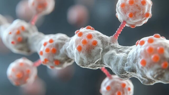 selective focus Onchocerca volvulus microfilariae inside human tissues medical 3D animation video