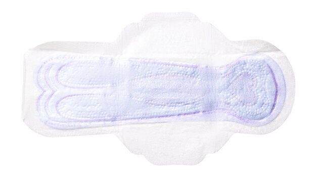 Sanitary pad placed on a white background