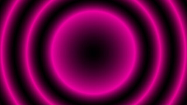 Circles Radiating from a Central Point, Vibrant Magenta Color Scheme with Concentric Rings Against a Black Background. Abstract Graphic Design