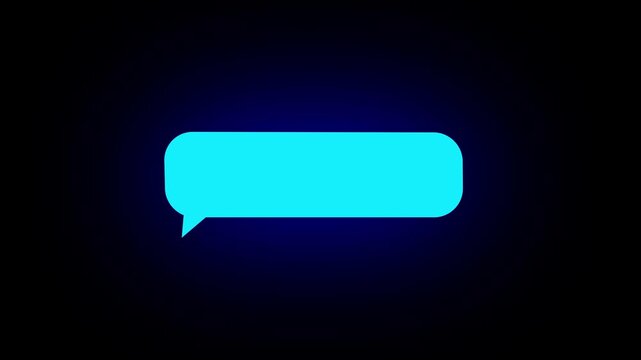 glow Blue speech bubble animation on black screen background