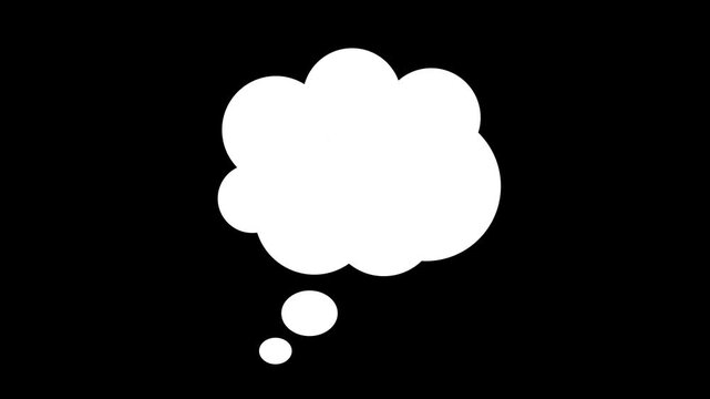 thinking cloud chat speech bubble animated video icon, on alpha a screen black background