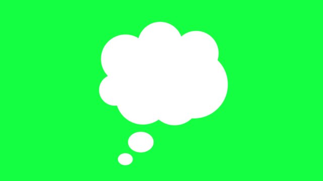 thinking cloud chat speech bubble animated video icon, on alpha a screen green background