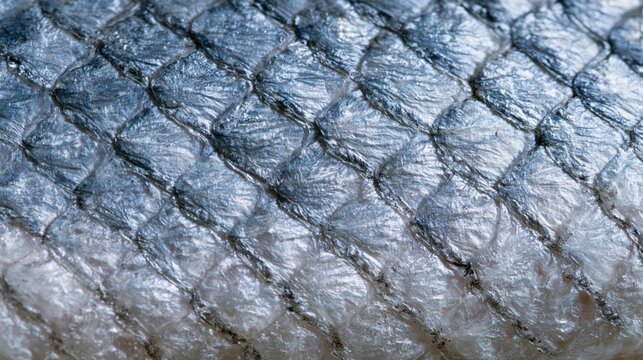 The Diamond Scaled Fish Skin Macro Shot in Textured Blue Tones