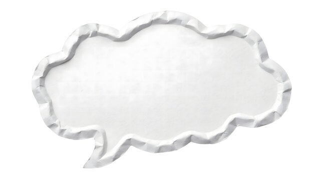 A torn paper speech bubble representing communication dialogue and expressing thoughts or ideas visually