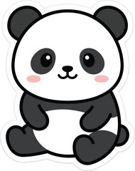 Cute cartoon baby panda bear sticker sitting isolated on white background © Shah