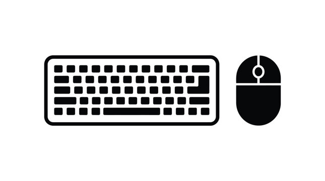 Keyboard and computer mouse depicted as a black silhouette