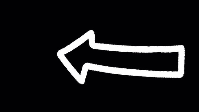 2D Hand Drawn Left Arrow Animation Frame by Frame Overlay with Transparent Background Alpha Channel