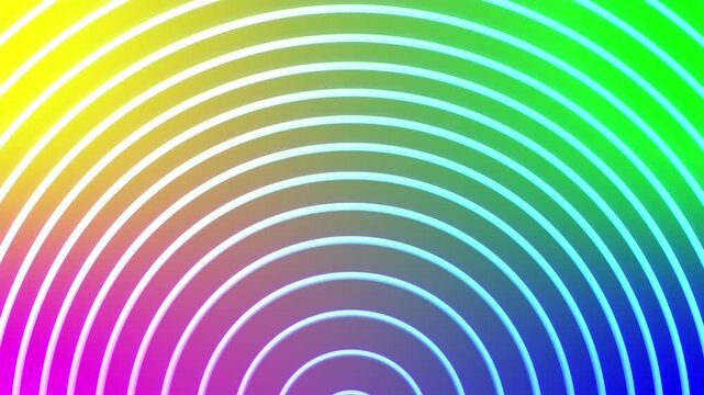 Colorful Concentric Arc Rings Motion on Rainbow Gradient Background