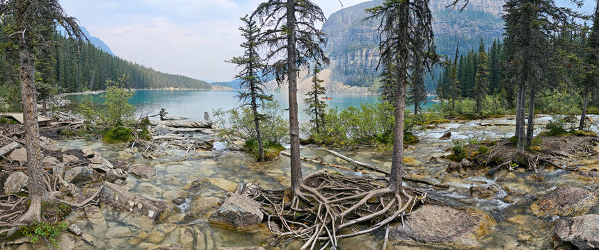 View at lake Moraine on Banff national park, Canada