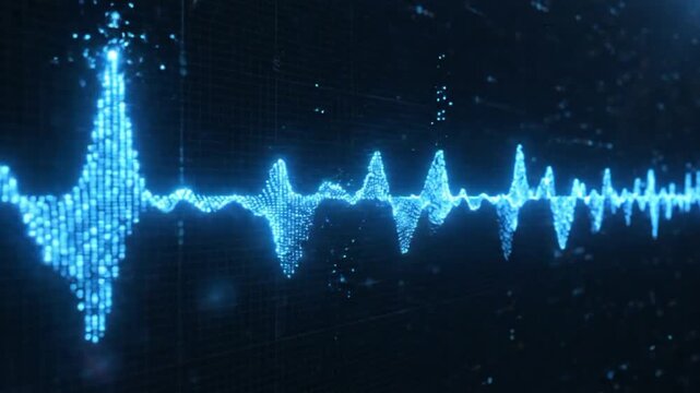 Blue digital sine audio wave form c VSRExport shows sound waves in a clear visual format