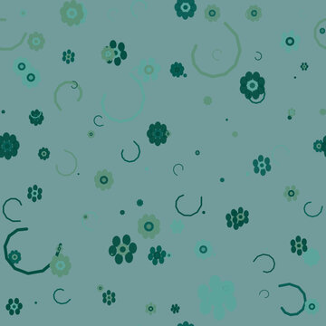 Patr&oacute;n floral rococ&oacute; en verde azulado vibrante sin costuras