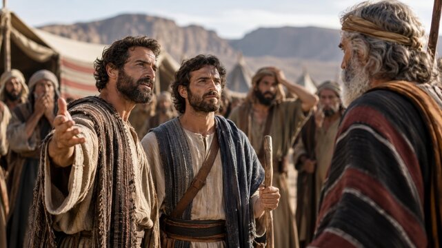 Caleb and Joshua confidently tell Moses that Israel will conquer the land of Canaan.