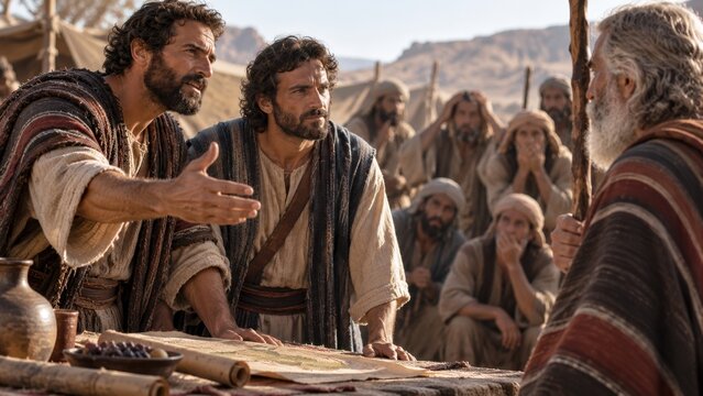 Caleb and Joshua confidently tell Moses that Israel will conquer the land of Canaan.