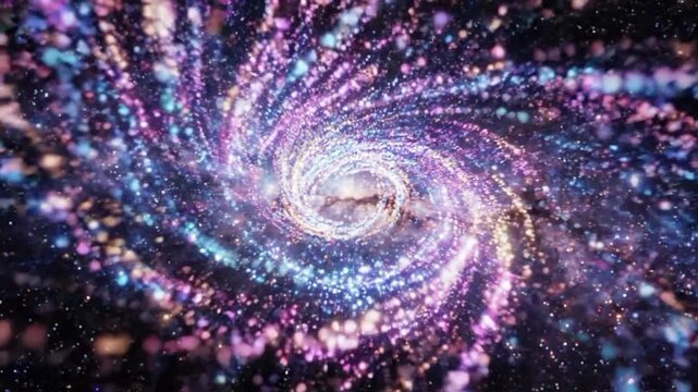 Colorful glowing particle light streak galaxy loop with bright details and motion effects