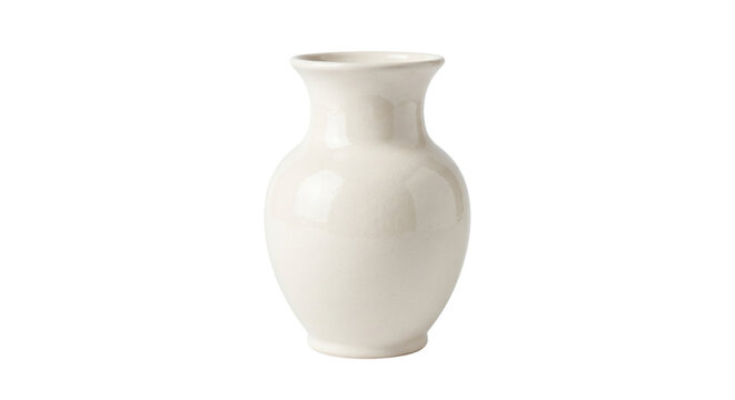 Classic white ceramic vase on transparent background