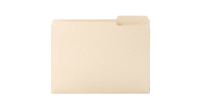 Standard beige manila file folder on transparent background