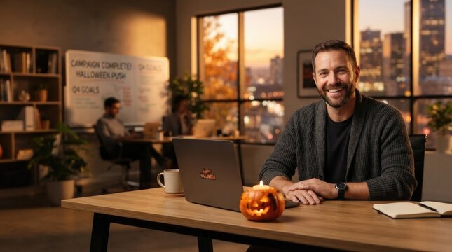 Successful Businessman Working at Modern Office Desk