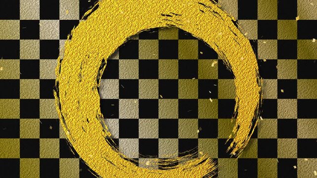 brush circle thick01 gold confetti gold fall pattern01 ichimatsu pattern loop （gold black background）01
