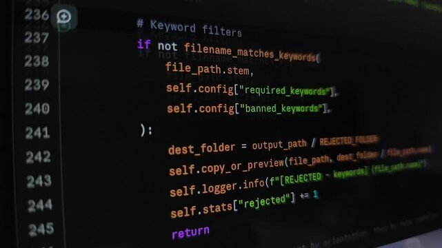 Cyber hacker terminal screen simulation executing automated system attack malware scripts. Digital network vulnerability test processing fast command data stream lines. Dangerous information