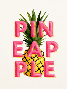 Pineapple Illustration with Bold Text for Summer and Tropical Themes