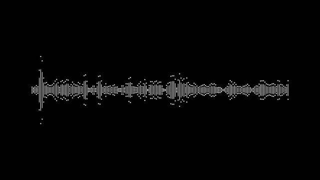 Line audio wave visualization. Animated sound  spectrum. Music sound wave animation on black screen background