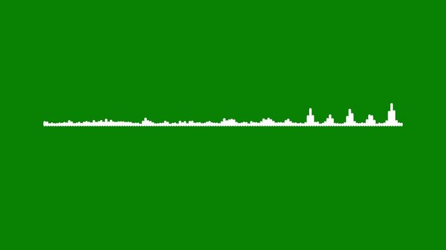 Audio waveform animation, clean sound wave spectrum loop  on green screen background minimalist digital frequency equalizer for music production