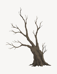 Fototapeta premium Old dead tree. Hand draw leafless trunk. Winter or autumn season plants icon, dry naked branch silhouette. Nature ecology problems concept. Isolated vector illustration