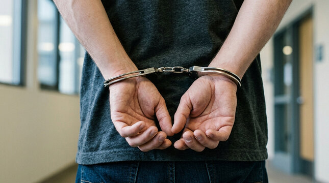 Man Handcuffed Behind Back, Arrested, Prisoner, Crime Concept