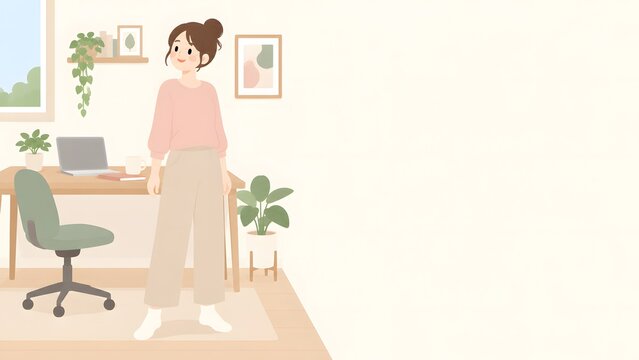 Woman Standing Up from Desk to Avoid Sitting Too Long While Working