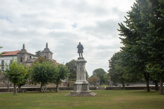 Statue of indiano in Colombres park, Asturias, Spain 