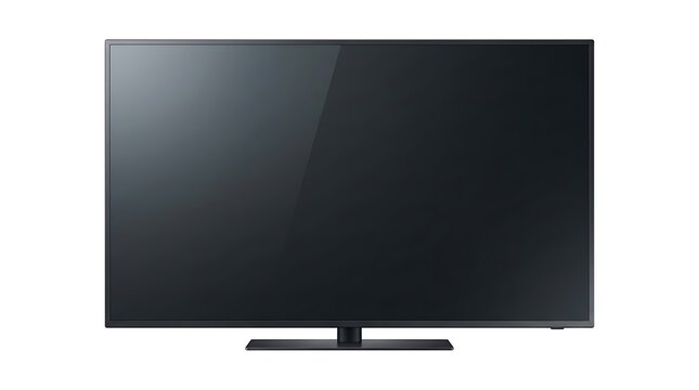Modern flat screen tv turned off on stand