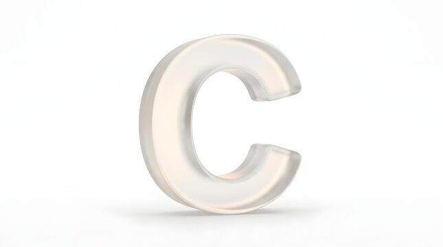 A single capital letter c rendered in a soft pastel color with a subtle texture and a clean reflective surface on a white background
