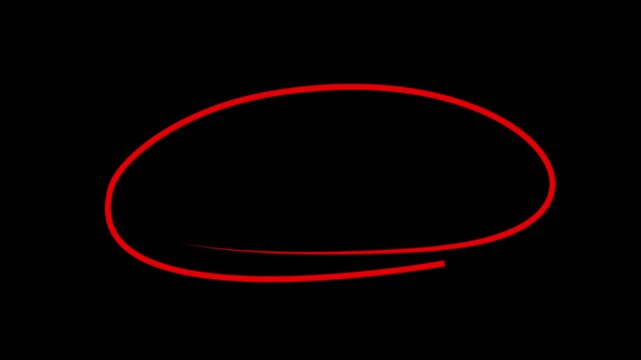 Hand drawn different circle highlights animation on transparent background Red handwritten marker pen circle for text and numbers overlay on alpha transparent Option