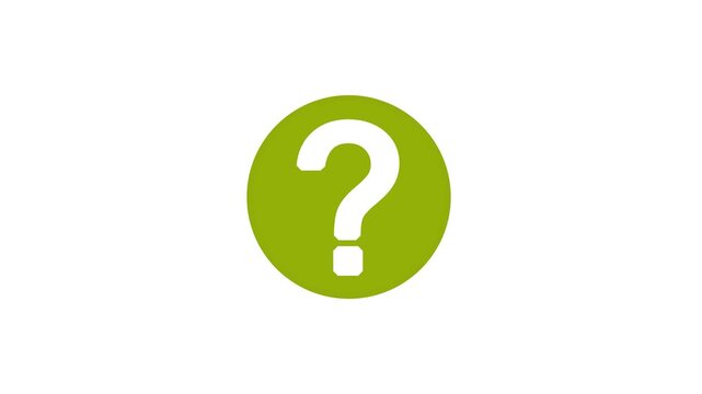 Dark yellow question mark ball rolling animation icon on alpha transparent
