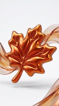 Copper Autumn Bloom Floating in a Liquid Metallic World