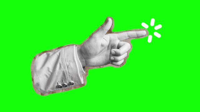 Paper Cut Style Hand Pointing Selection Burst