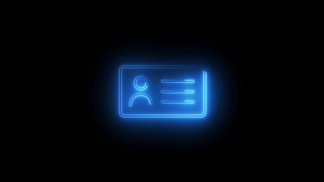 glow Neon User Profile ID Card Icon Animation &ndash; Digital Identity Concepton transparent black background