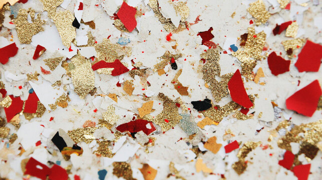 Red White and Gold Confetti Texture for Festive Celebration Background
