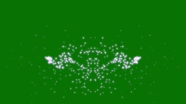 Sparkling star twinkle glitter with white cartoon doodle animation. glowing magic sparkle line stars, sparkling star rotating frame overlay, glowing light effect on green screen. 4k animison