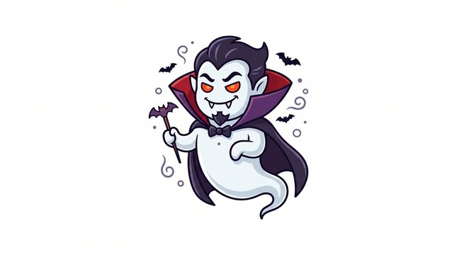 Evil Gothic Dracula Vampire Graphic Element with Red Cape for Halloween Party Design