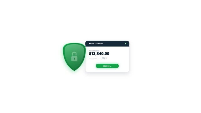 Secure Online Banking Interface Design Featuring Financial Account Protection Shield with Data Privacy Encryption for Digital Transactions