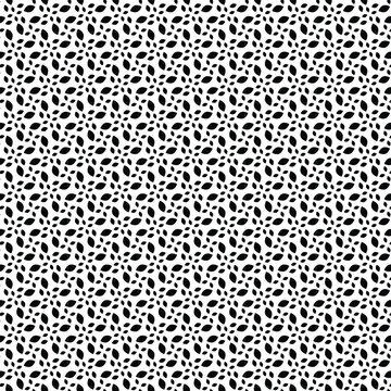 Seamless black and white geometric pattern vector background with abstract optical art style repeating flower shapes for modern interior fabric design textures.